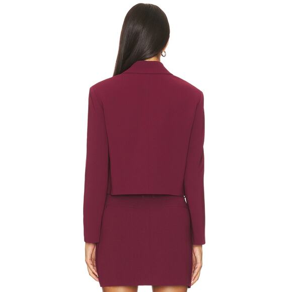 THEORY Admiral Double Breasted Crop Jacket in Grenache - Picture 3 of 14